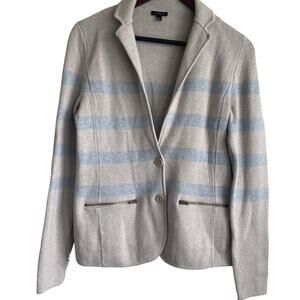 Talbots Women Knit Blazer Jacket S Stripe Shaket Coastal Preppy Old Money Office